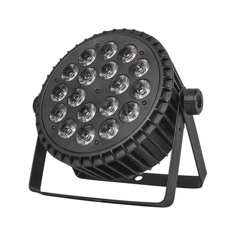 Aluminum Alloy Flat Par Can Silent DMX512 18x18W RGBWA UV 6in1 LED Par Light Professional Stage Lights for Club Parti Concert
