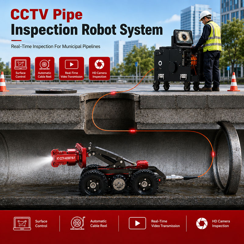 Large-Diameter CCTV Pipe Inspection Robot for Municipal and Industrial Pipelines