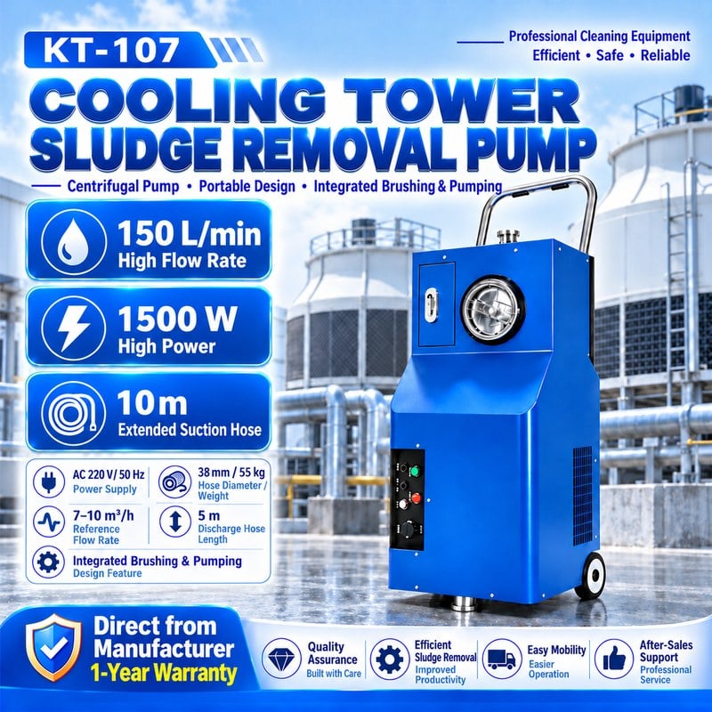 KT-107 Cooling Tower Sludge Removal Pump — 1500 W, 150 L/min, Integrated Brushing & Pumping