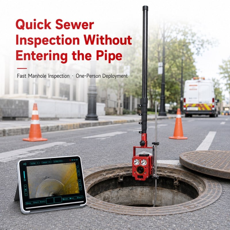 KT-975Wireless QV Pipe Inspection Periscope Camera -25X Optical Zoom, 80m Laser Distance, IP68, DN150–DN2000
