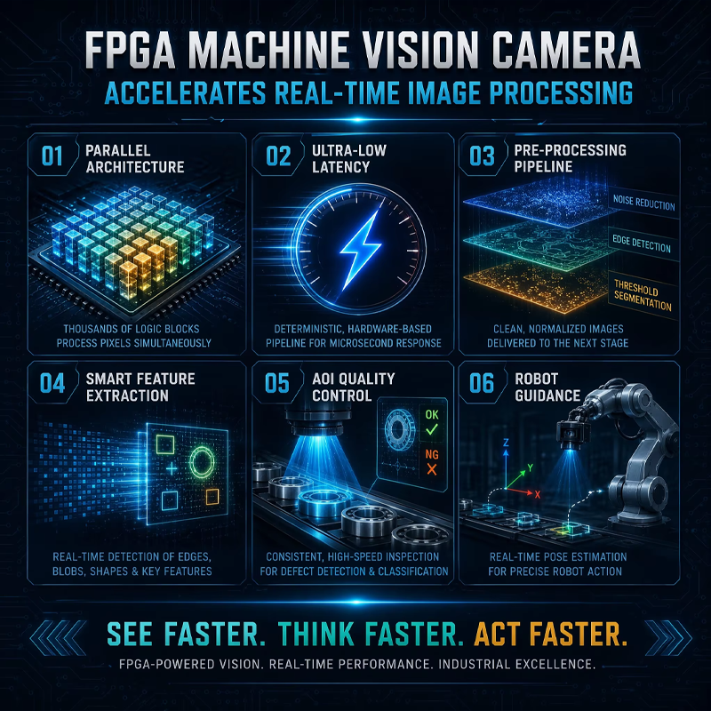 Liệu một camera thị giác máy có tích hợp FPGA bên trong có thể tăng tốc các tác vụ xử lý hình ảnh thời gian thực không?