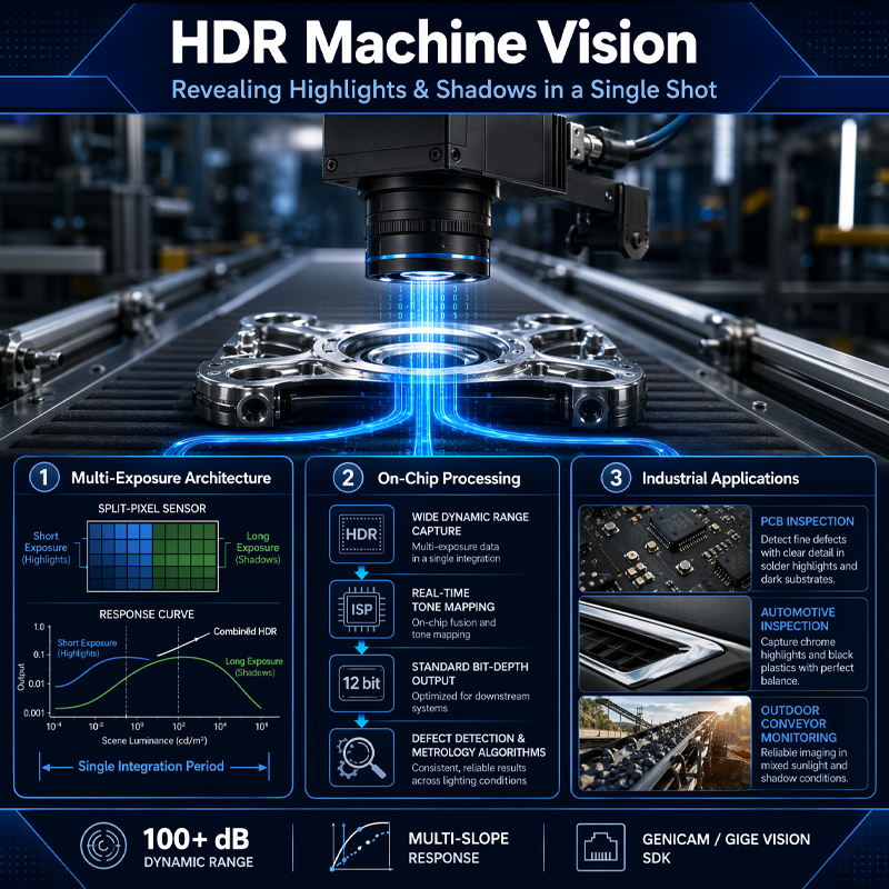 Liệu một camera thị giác máy có chức năng HDR có thể hiển thị rõ cả vùng sáng và vùng tối trong cùng một khung hình không?