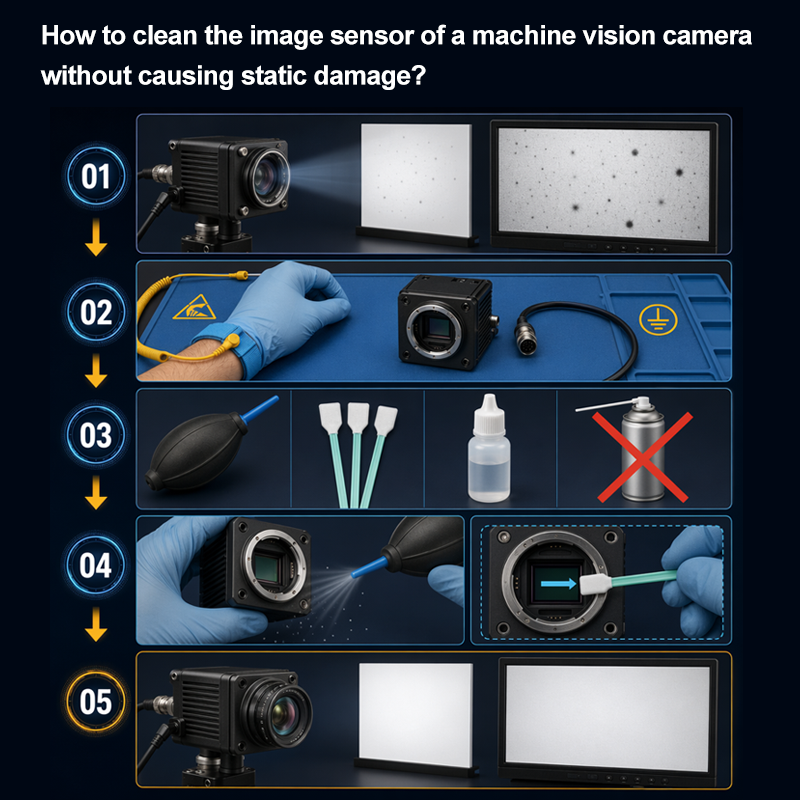 Cách làm sạch cảm biến hình ảnh của camera thị giác máy mà không gây hư hại do tĩnh điện?