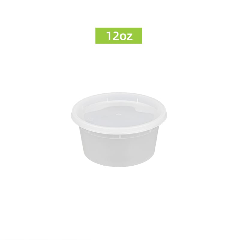 recipientă rotundă din plastic, unică, de 12 uncii, ODM/OEM, pentru alimente, compatibilă cu cuptorul cu microunde, recipient ermetic pentru fast-food