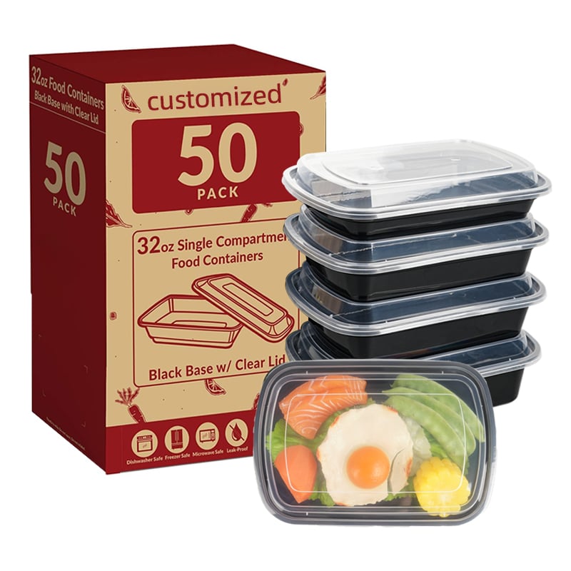 Rectangular Black Plastic to Go Containers - Microwave Safe