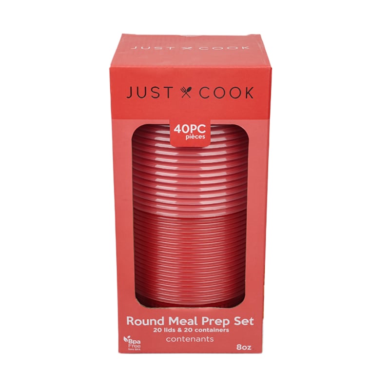 Recipiente pentru depozitare alimente [set 20 bucăți] 8 oz 16 oz, recipiente rotunde din plastic reutilizabile pentru pregătirea meselor | Fără BPA | Suprapozabile | Etanșe | Sigure pentru cuptor cu microunde / mașină de spălat vase / congelator