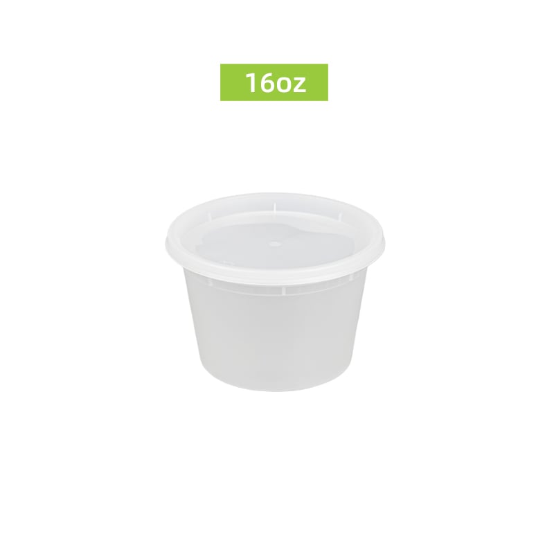 recipient rotund din plastic, unică, de 16 uncii, cu capac