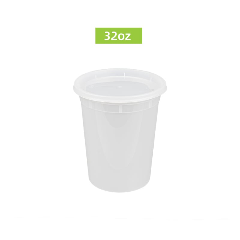 wadah Deli Plastik Sekali Pakai Bulat 32oz dengan Tutup