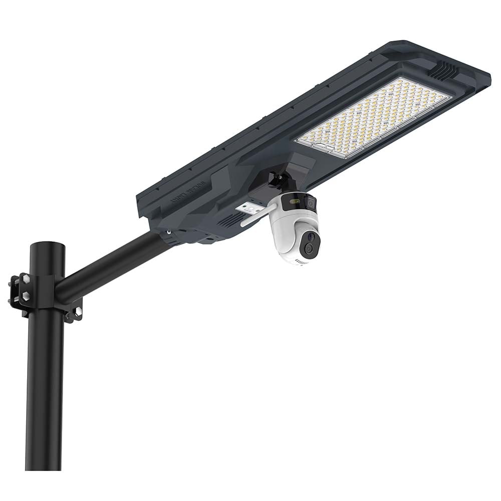 All in One Dual Camera Solar LED Street Light 800W High Brightness IP65 Outdoor Security Lamp with 2 Lens WiFi Smart Control