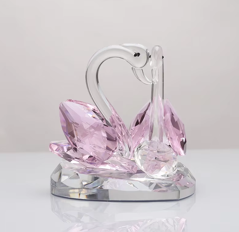 Small Bridge Customize Crystal Wedding Gifts Colors Couple Crystal Swan Crafts Handmade Glass Animal Figurines Home Decor Gifts details