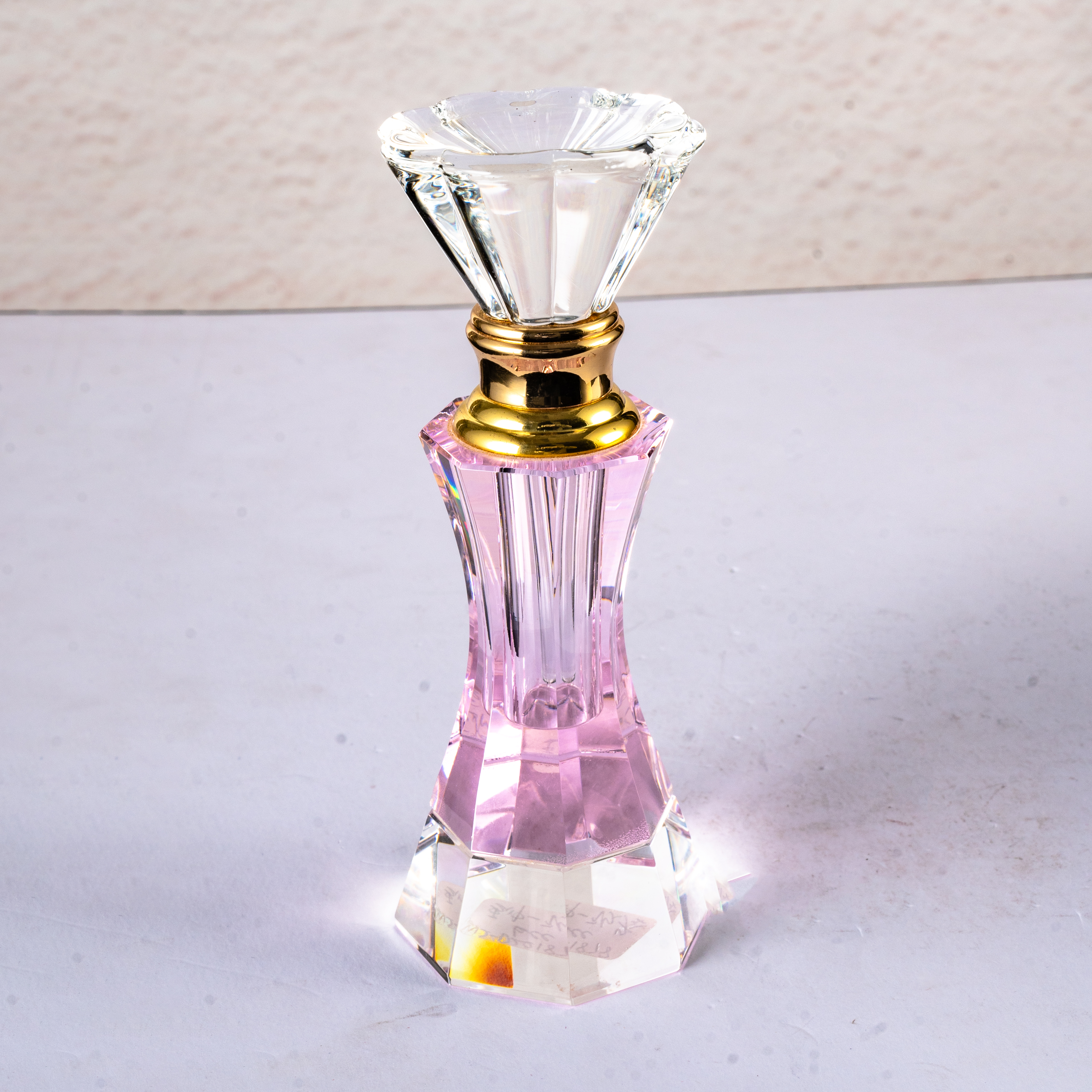 SmallBridge Crystal perfume bottle, pink vase design, bottle cap, petal, novel shape, customizable, wholesale, self use, preferred bottle body 290g, 12ml