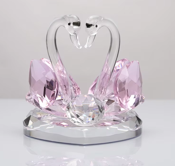 Small Bridge Customize Crystal Wedding Gifts Colors Couple Crystal Swan Crafts Handmade Glass Animal Figurines Home Decor Gifts supplier