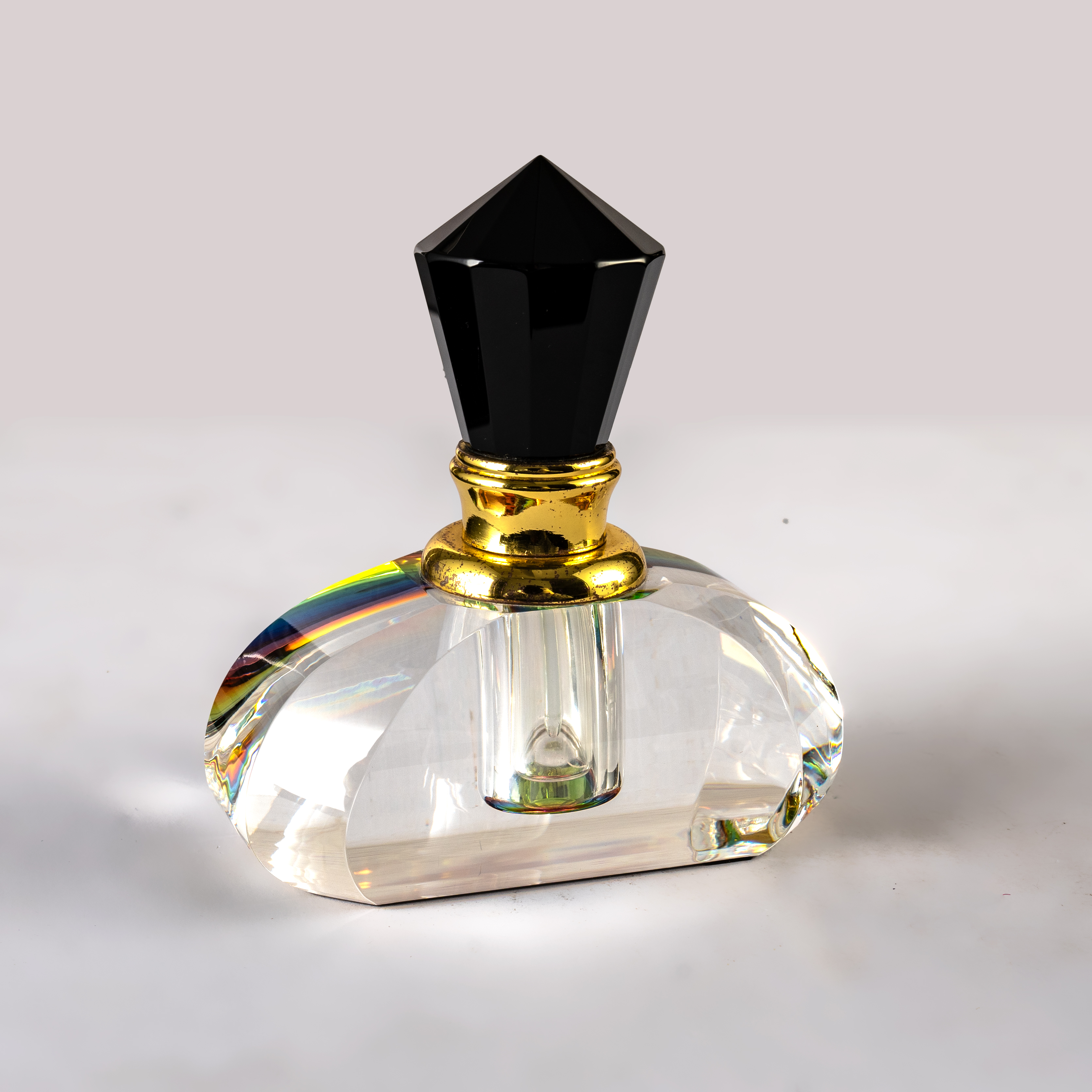 SmallBridge Luxury Crystal perfume Bottle Wholesale Color Plated Black Cap Essential Oil perfume Bottle with Drip Stick Suitable for Personal Use