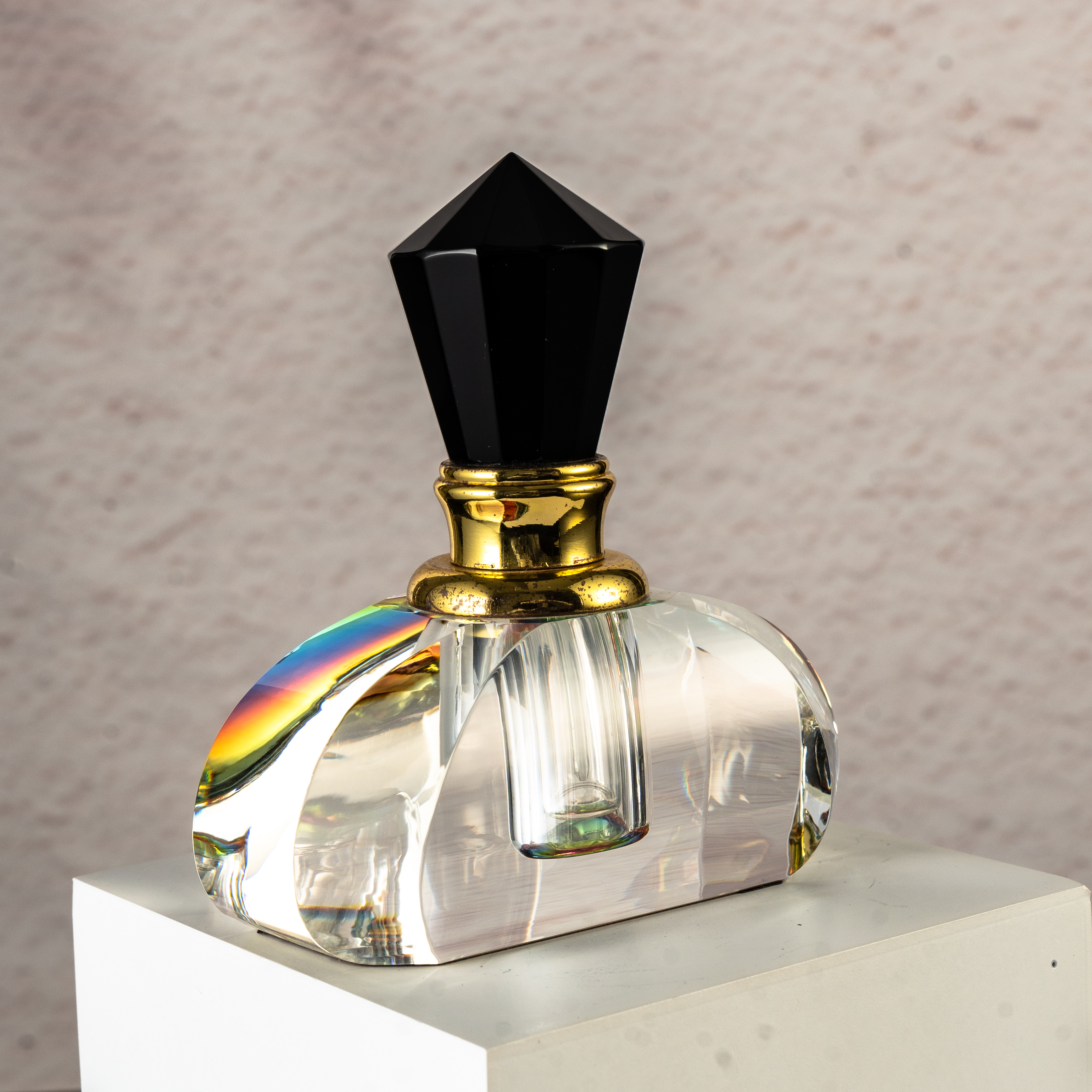 SmallBridge Luxury Crystal perfume Bottle Wholesale Color Plated Black Cap Essential Oil perfume Bottle with Drip Stick Suitable for Personal Use