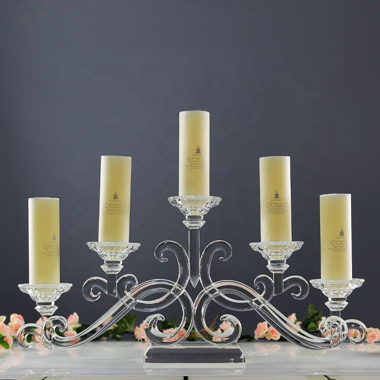 SmallBridge Kryształowe Srebrne Lustra Świeczników 5 Ramion Wysokie Świeczniki na Sprzedaż Candelabri