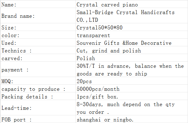 Crystal square body carved piano, birthday gift for girlfriends, living room decoration, can be customized or wholesale factory