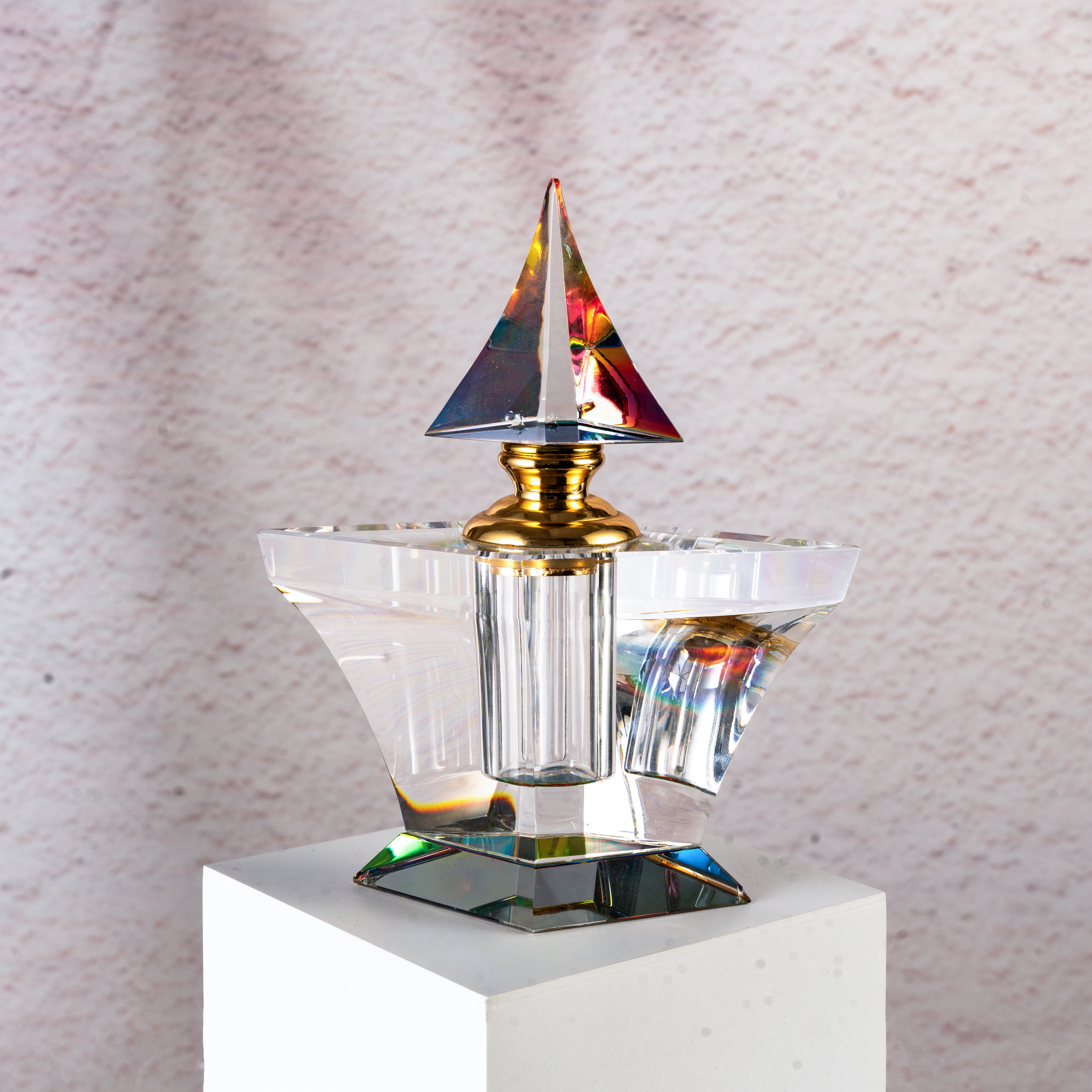 Petits flacons de parfum en cristal de luxe SmallBridge, vente en gros, couleur transparente plaquée, forme de pointeur premium, flacons d'huile essentielle et de parfum avec bâtonnet goutte à goutte, idéaux pour un usage personnel.