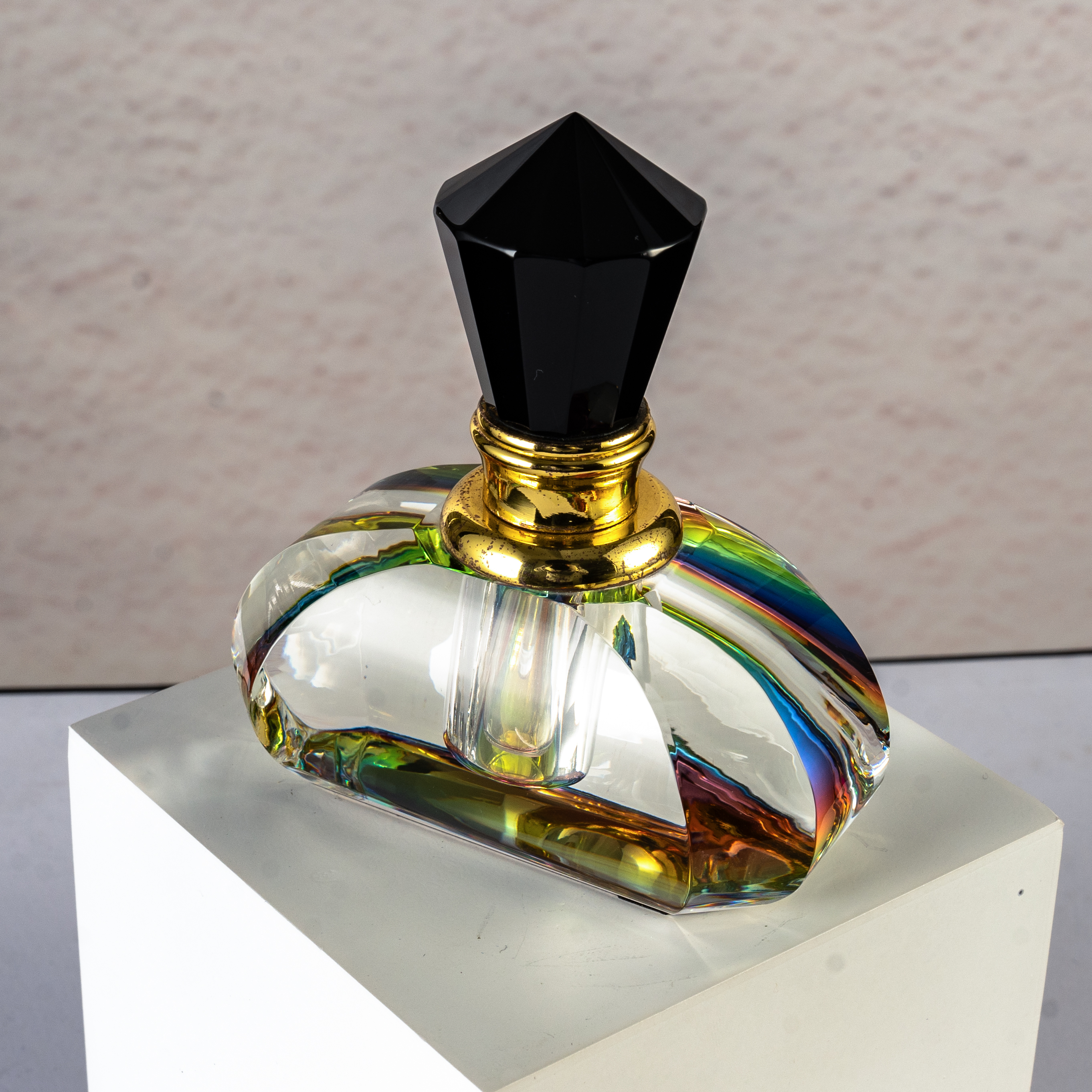 SmallBridge Luxury Crystal perfume Bottle Wholesale Color Plated Black Cap Essential Oil perfume Bottle with Drip Stick Suitable for Personal Use