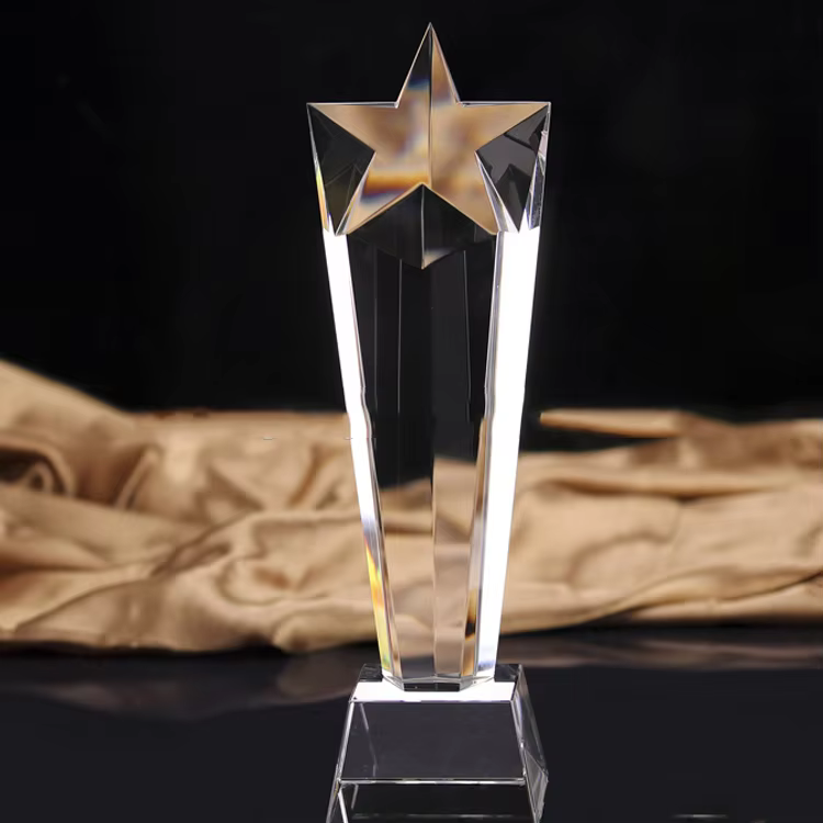Pujiang antique Supplier New Design customized K9 Material star crystal plaques trophy Crystal star award supplier
