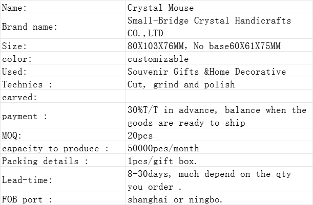 Crystal Mouse Cute Small Animal Living Room Decoration Gift for Friends Birthday Gift Customizable Wholesale High Quality factory