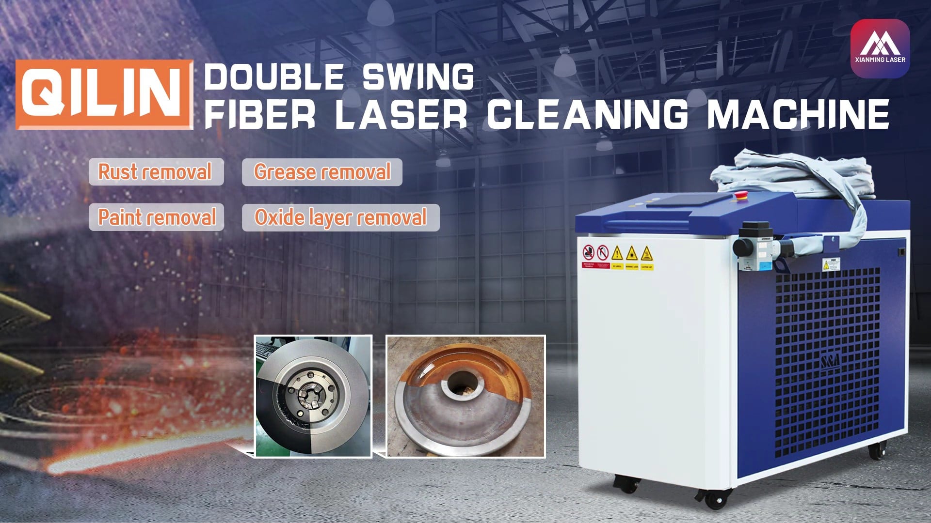 Introducing the 3000W Qilin Dual-Arm Laser Cleaning Machine