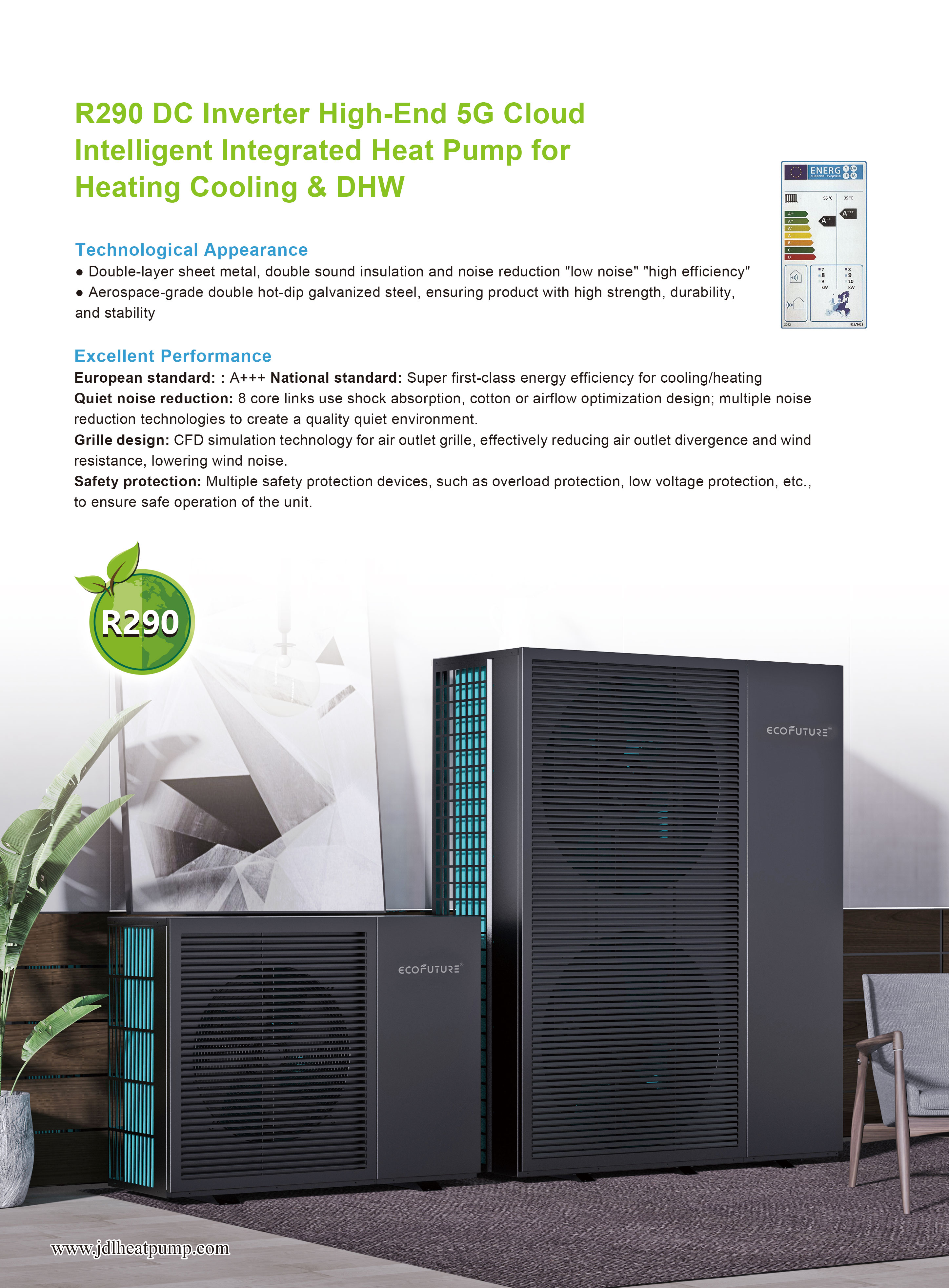 ECOFUTURE R290 Monoblock Inverter Heat Pump Water Heaters