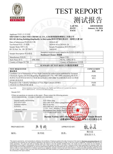 Certificate SVHC