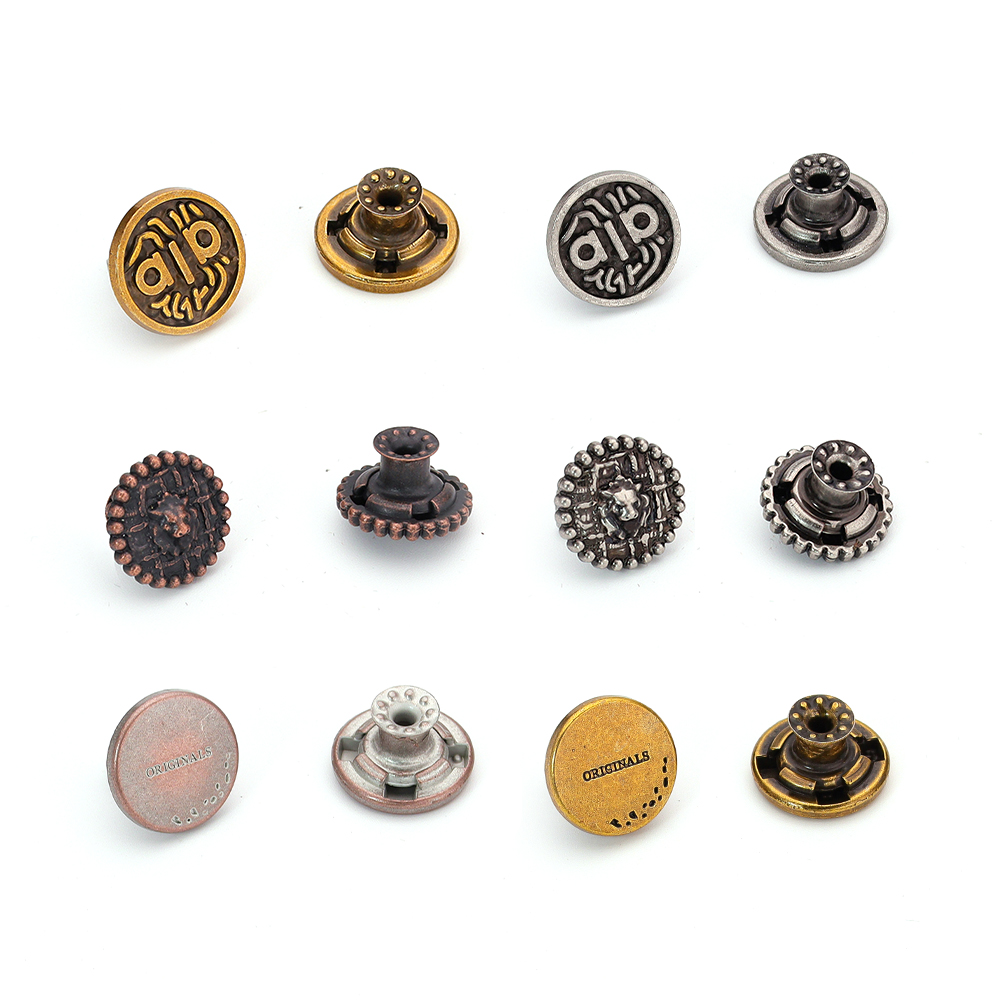 Vintage Hollow Out Denim Jeans Buttons