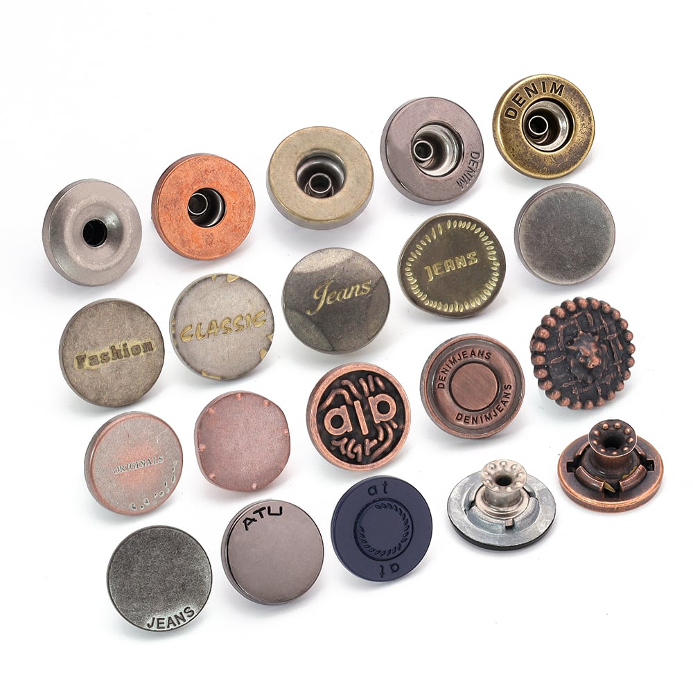 vintage hollow out denim jeans buttons