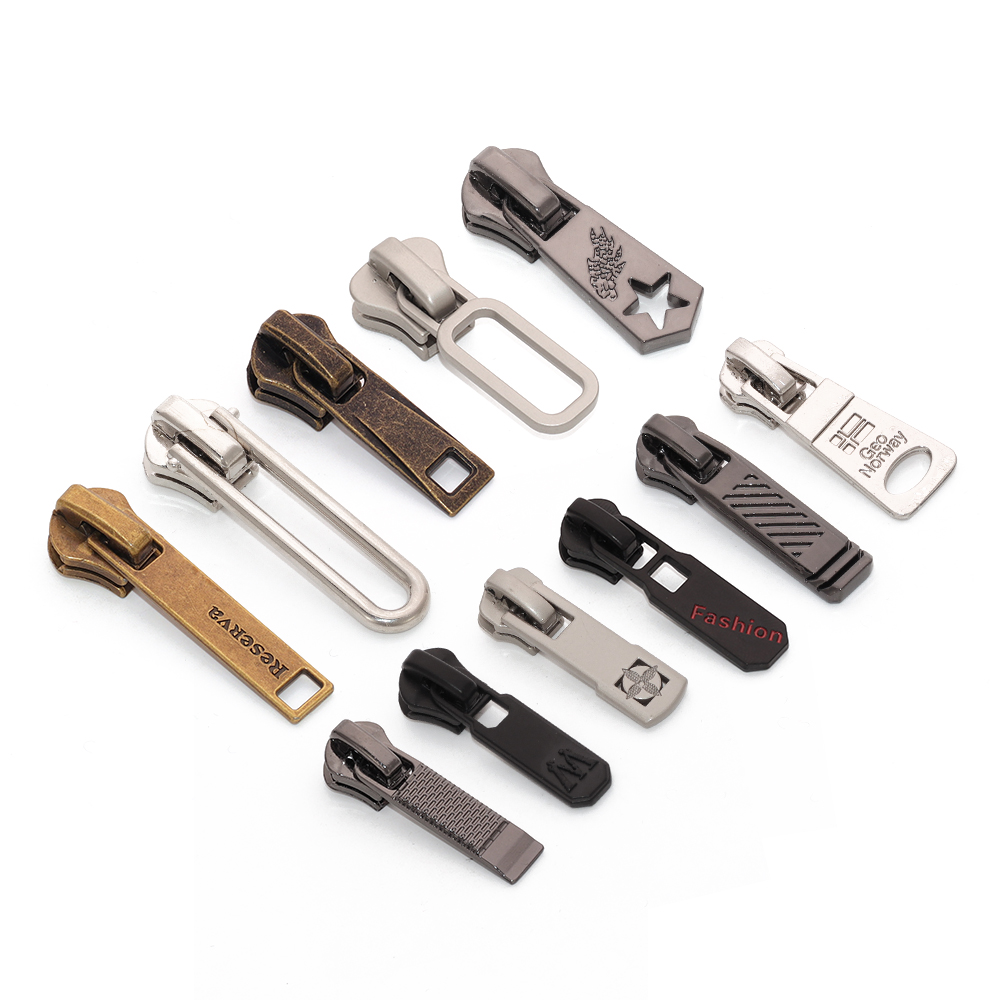 logo engraved zinc alloy zipper pulls