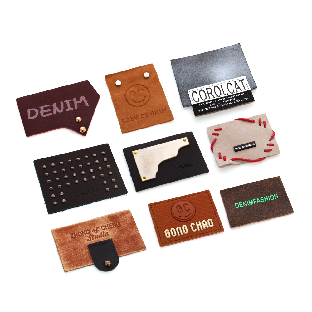 Metal Logo Detail Leather Labels
