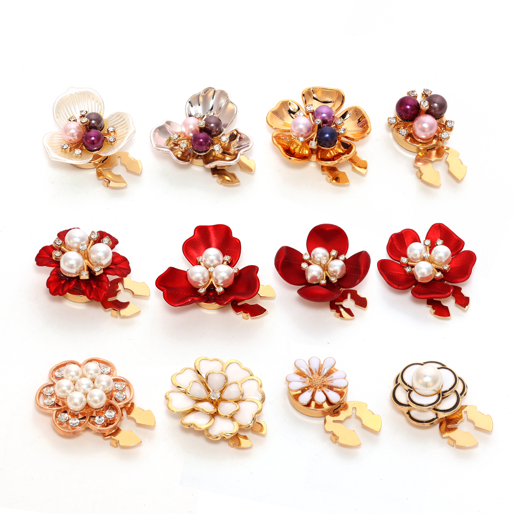 Enamel Pearl Flower Button Cover Styles