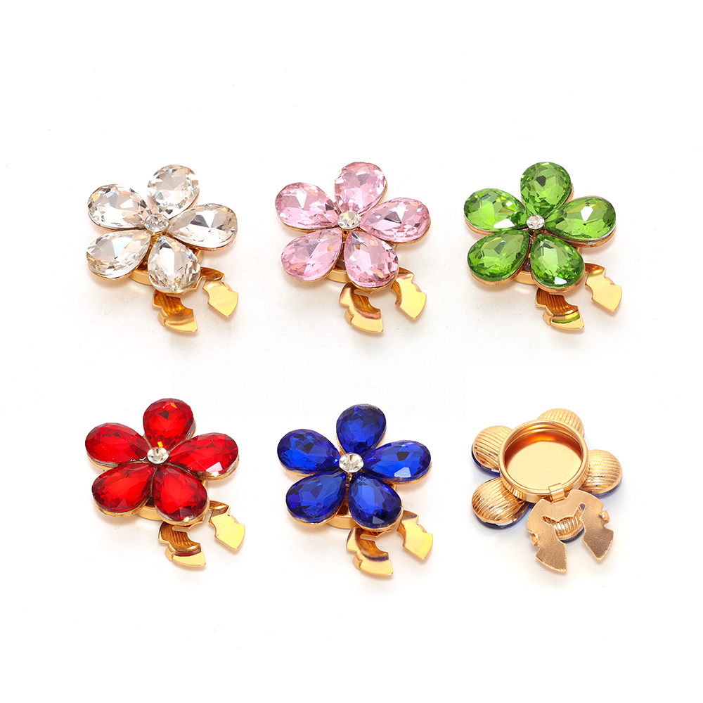 Custom Rhinestone Flower Button Covers