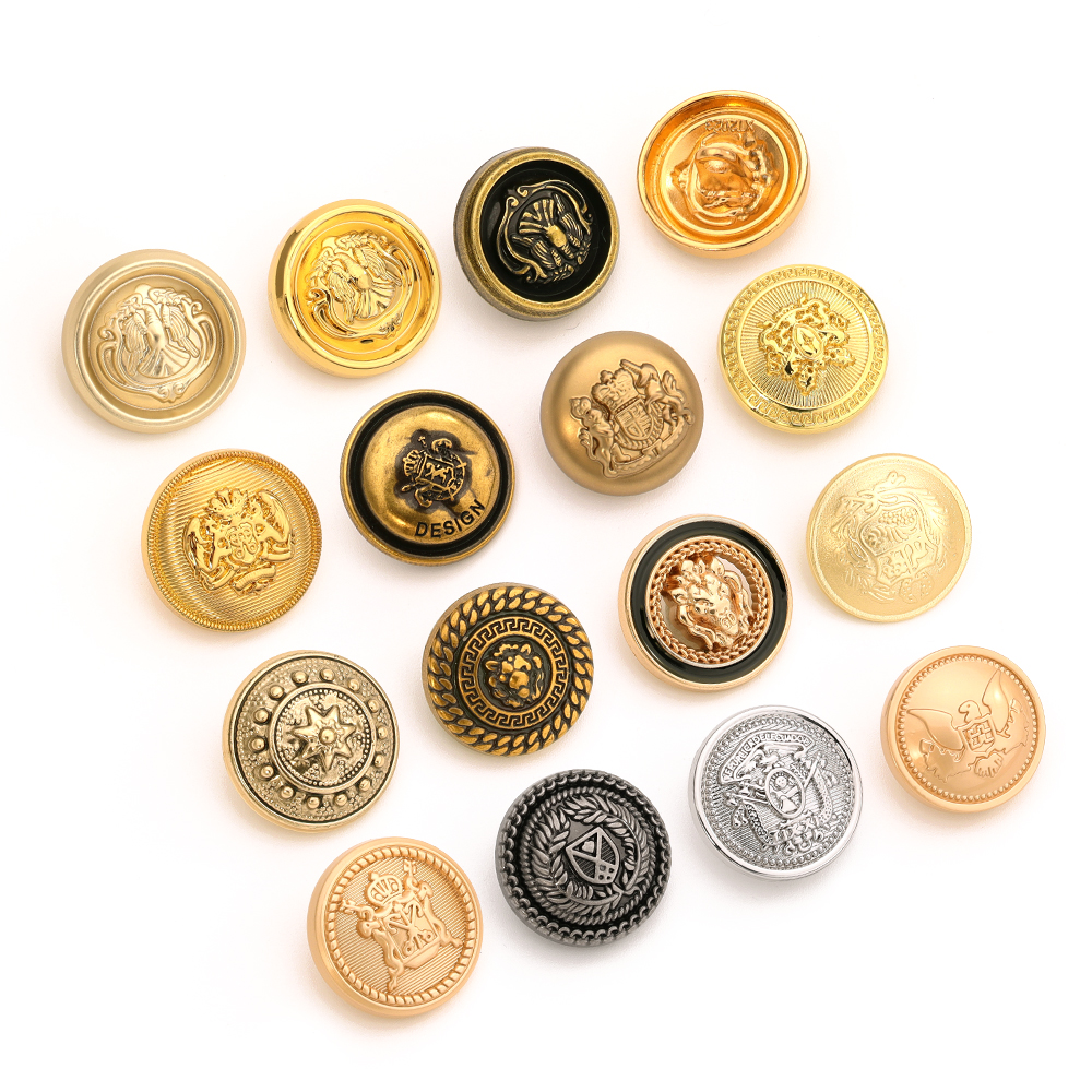 vintage engraved zinc alloy shank buttons