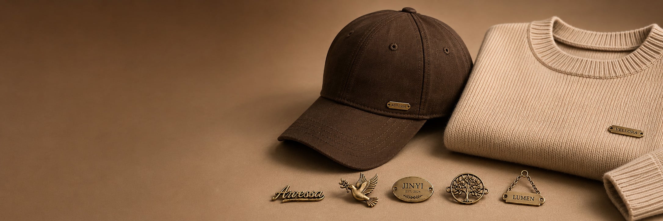 custom metal labels for apparel, bags and leather goods branding