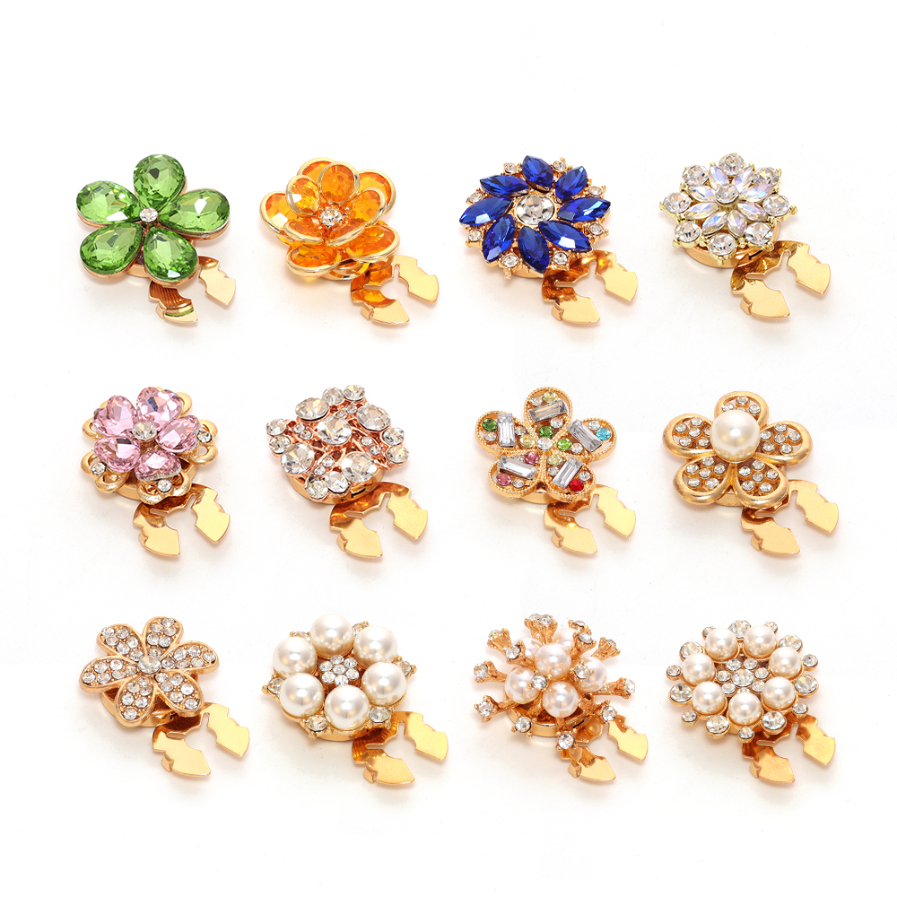 Custom Rhinestone Flower Button Covers