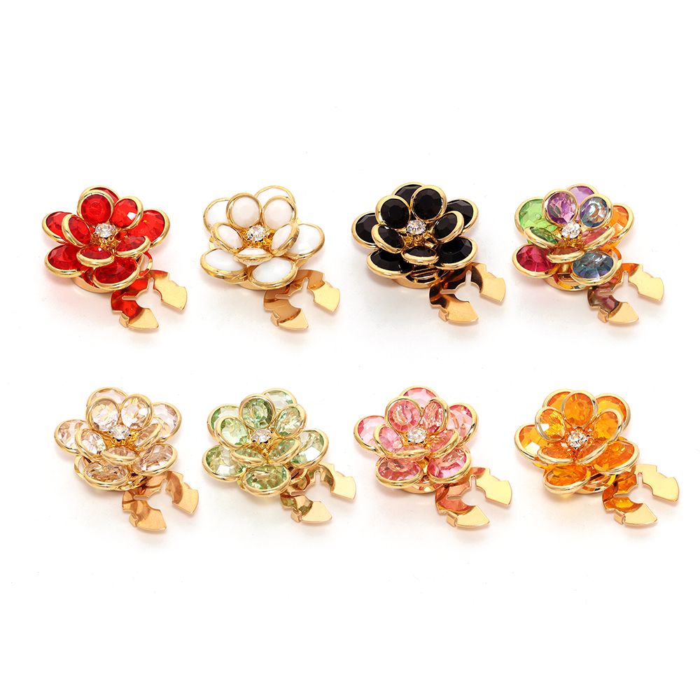Custom Rhinestone Flower Button Covers
