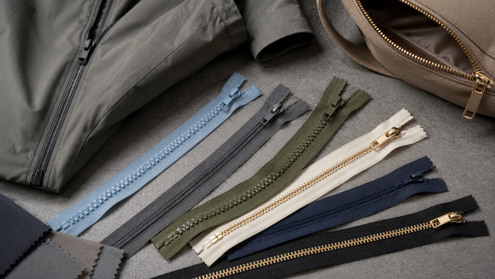 Customized zipper application on jacket and handbag