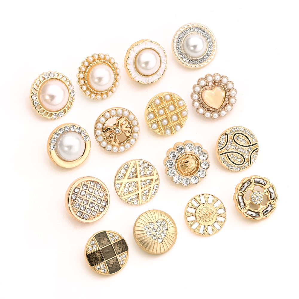 pearl rhinestone zinc alloy shank buttons