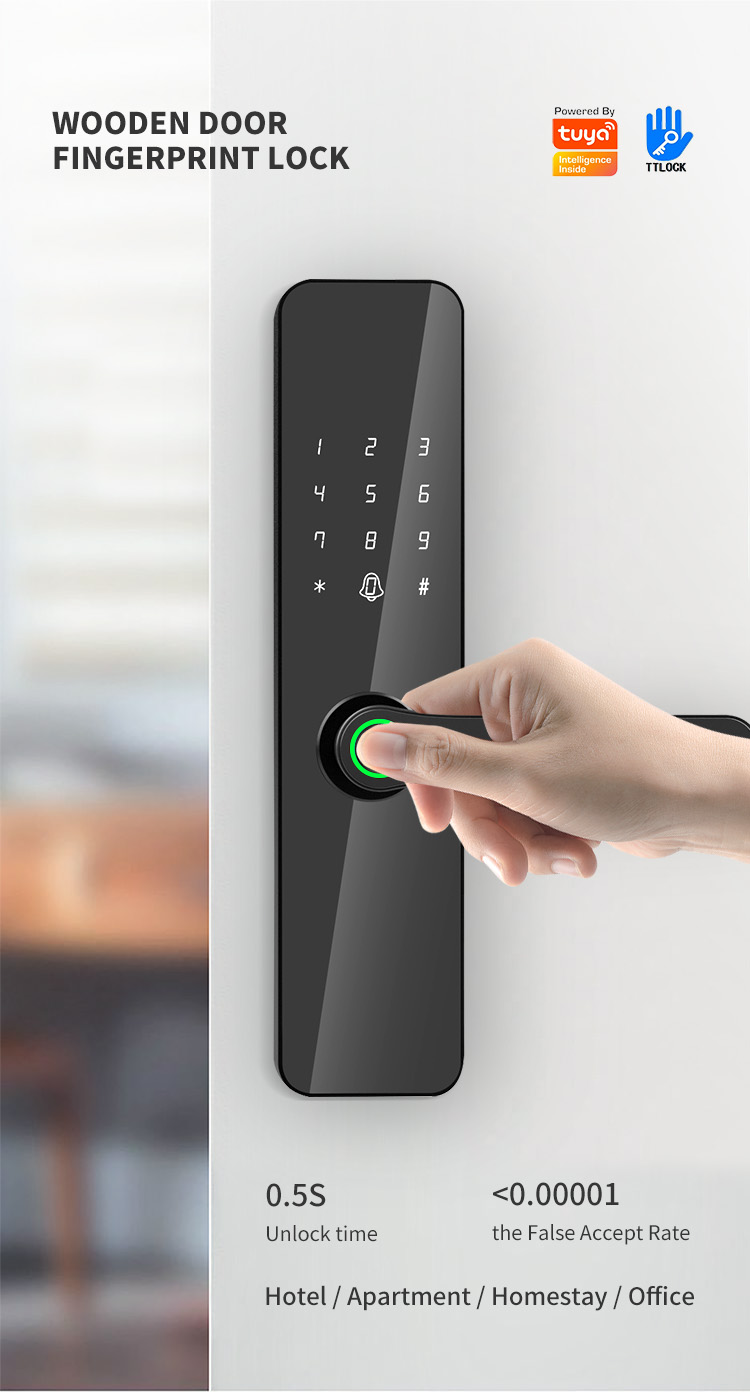 A3 Wooden door smart lock fingerprint lock electronic code lock details