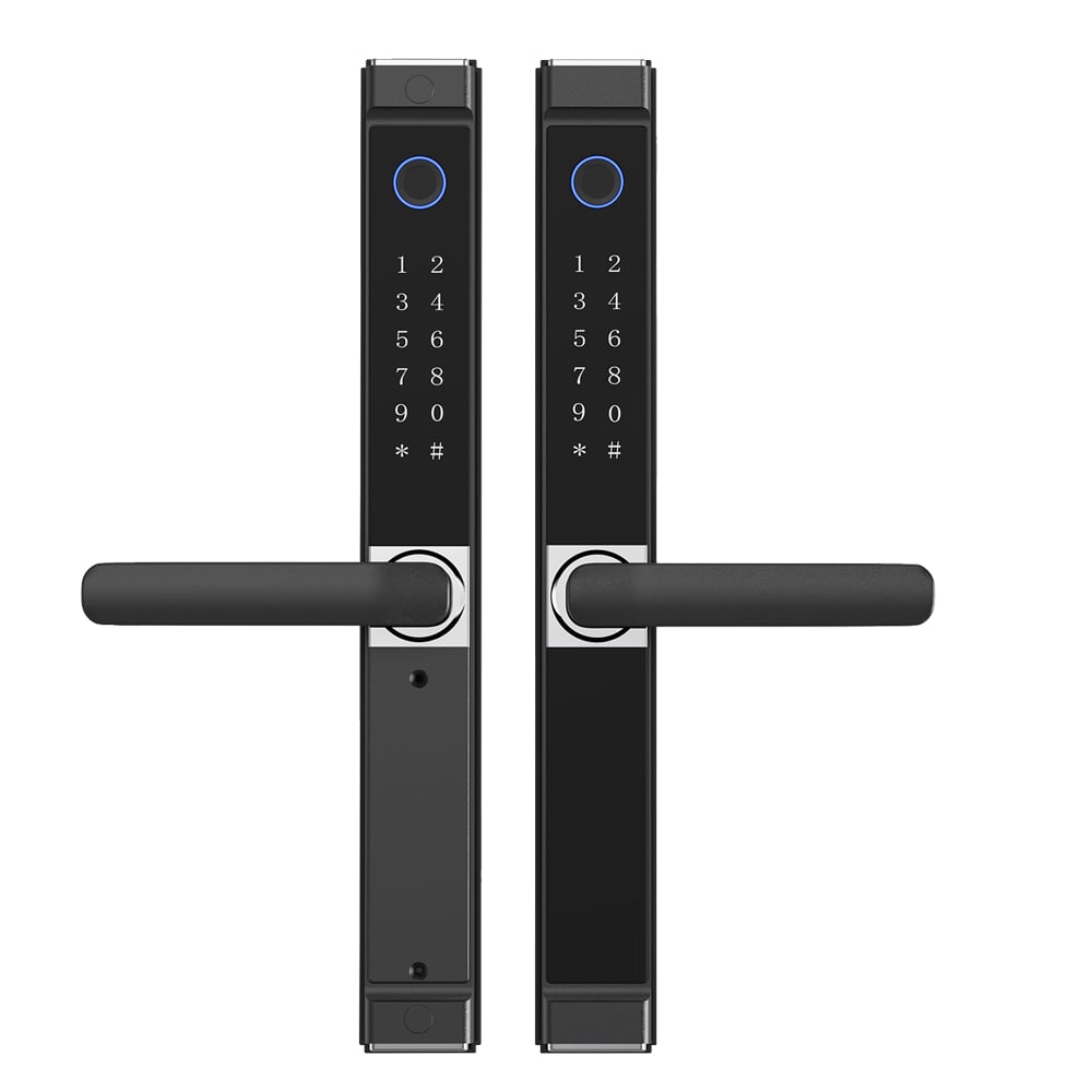 Kaisstar X3Pro TTlock Tuya Wifi Electric Keyless Biometric double Fingerprint Waterproof Outdoor Smart Aluminum Slim Sliding Glass Handle Door Lock