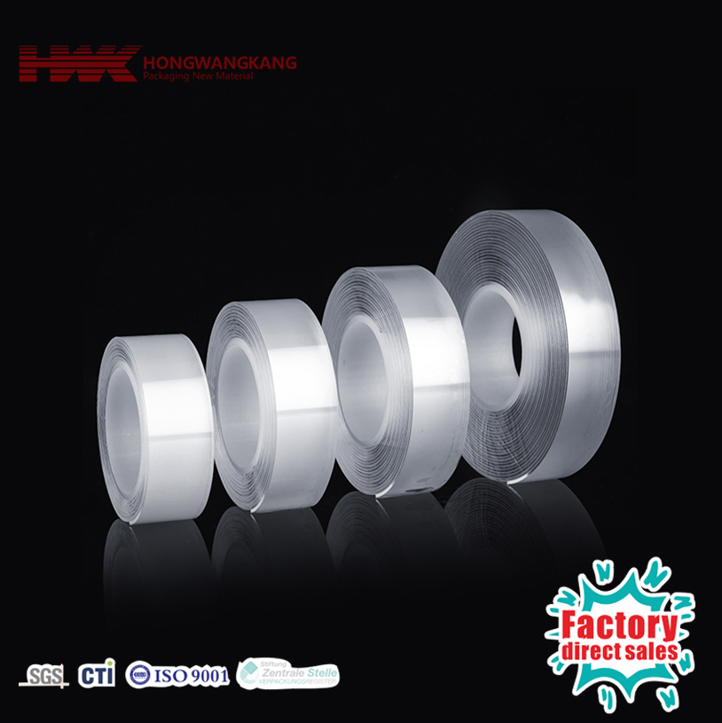 HWK Factory Custom Tape Nano Dua Muka, boleh dicuci dan boleh dilepas, lem kuat untuk guna dinding dan dapur