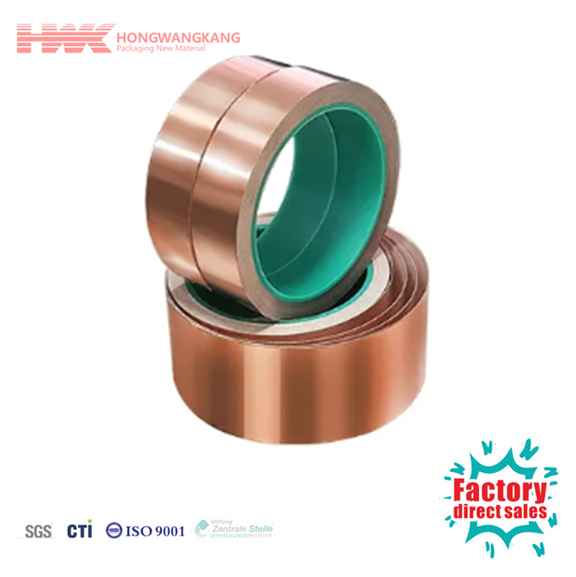 Le ruban de feuille de cuivre HWK possède des propriétés conductrices excellentes, un bouclier électromagnétique et un outil anti-statique