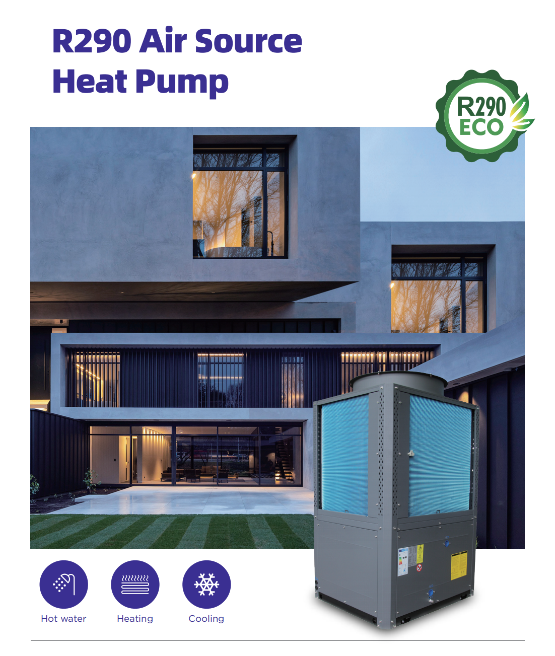 MICOE Commercial 50kw House Heating Heat Pump R290 Refrigerant With A+++ ERP manufacture