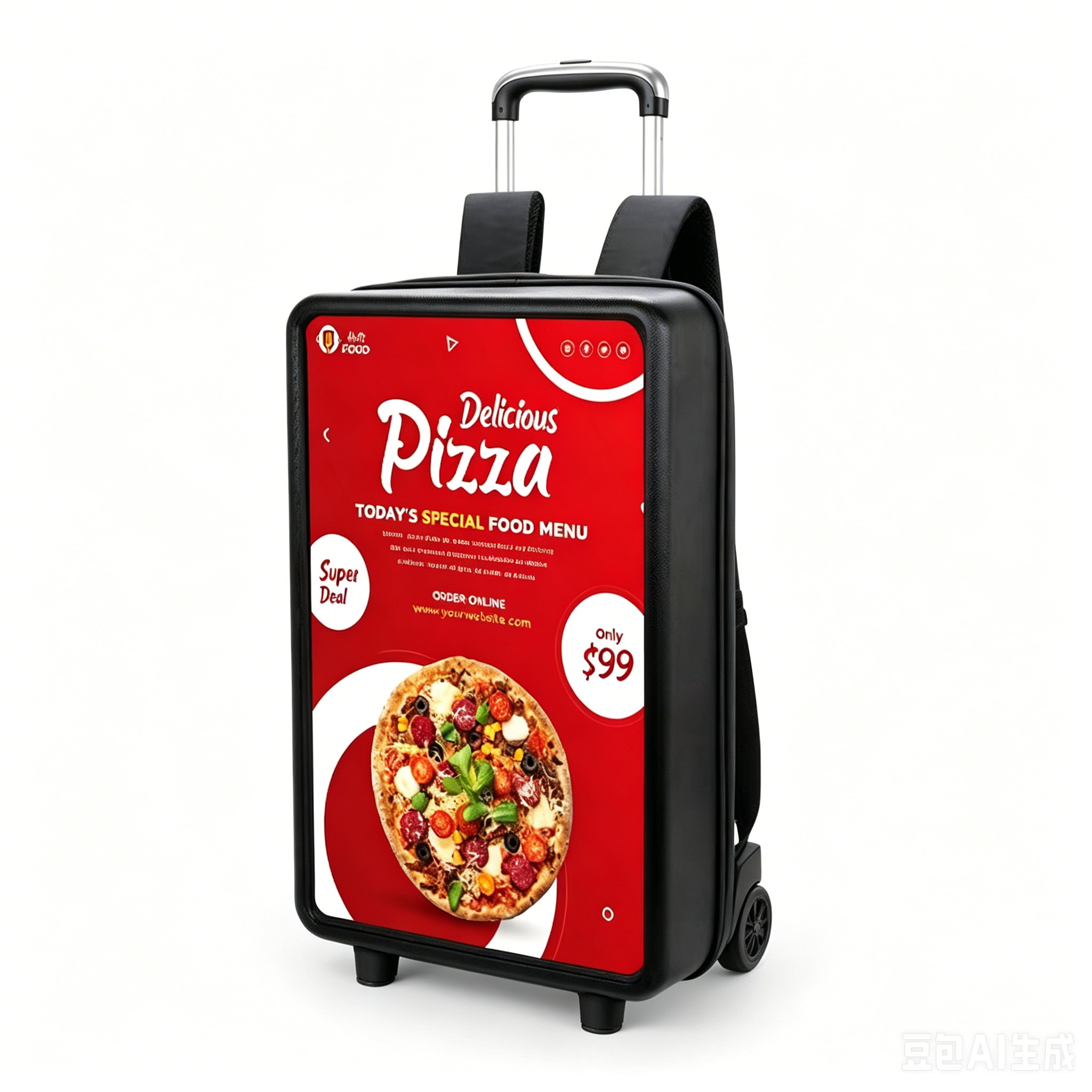 21.5 Inch Portable Mobile LCD Trolley Backpack Advertising Display