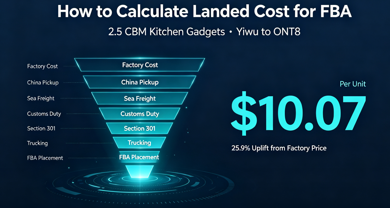How to Calculate Your Amazon FBA Landed Cost from China — 2026 Formula + Worked Example