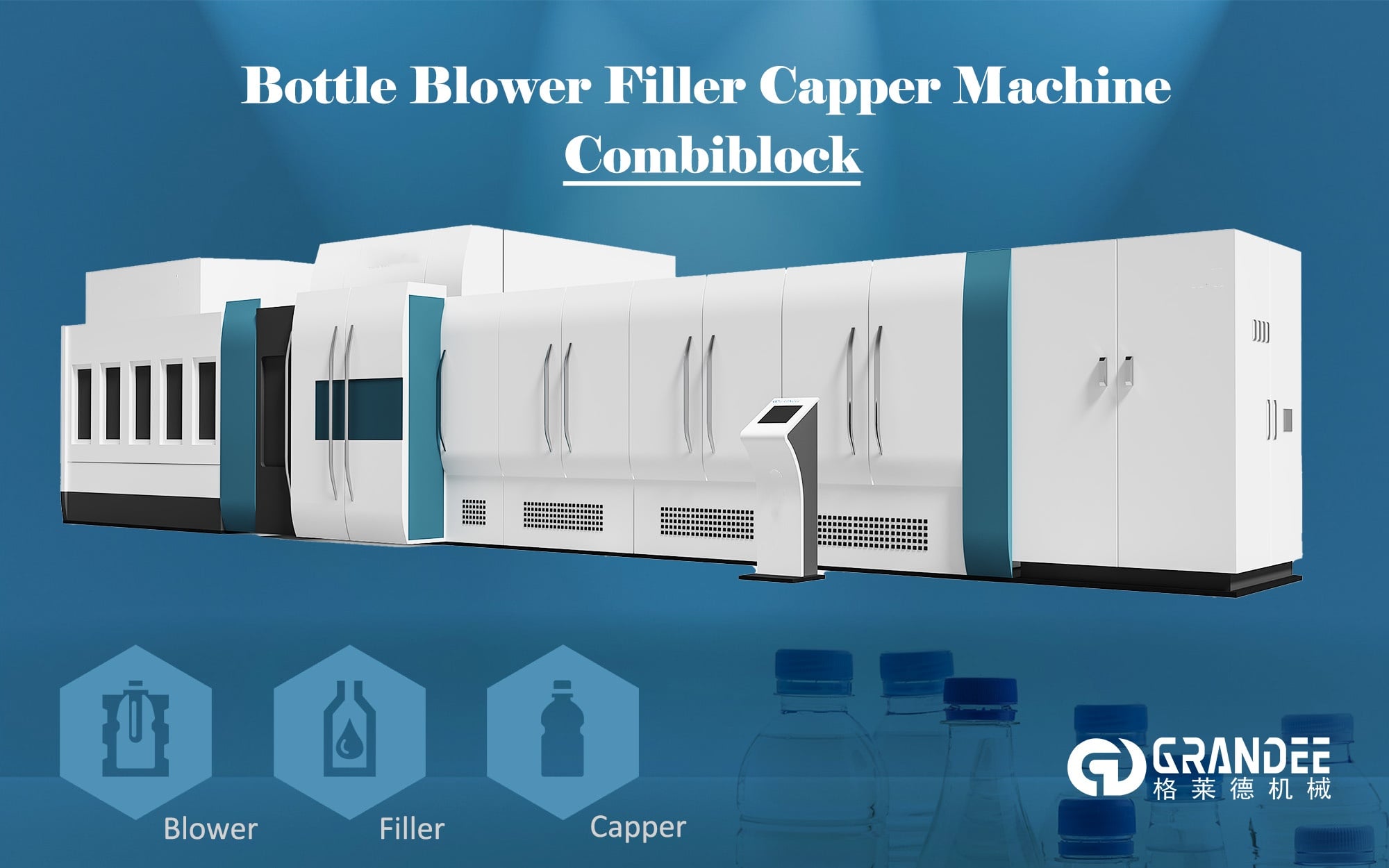 Automatic Combiblock Mineral Water Rotary Blowing Filling Capping Sealing Packing Machine