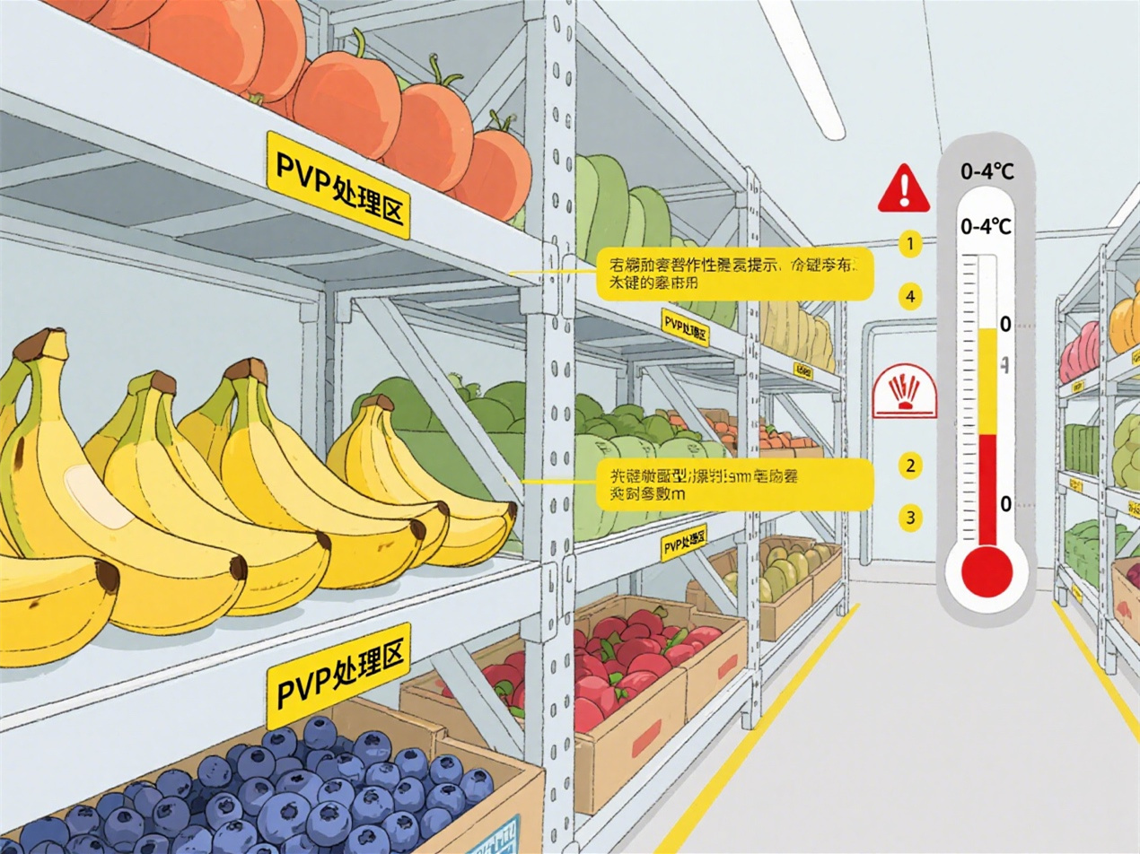What precautions should be taken when using PVP protective film in the preservation of fruits and vegetables?