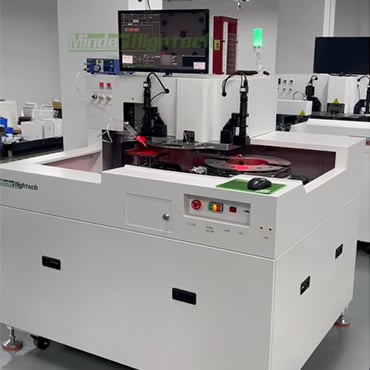 Factory view. Die bonding machine is being debugged and ready for shipment.
