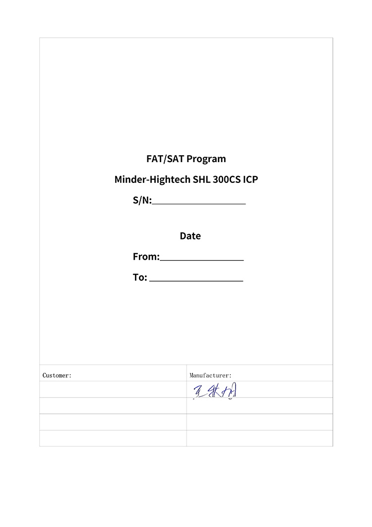ICP  ( Inductively Coupled Plasma) SHL 300CS FAT/SAT Program